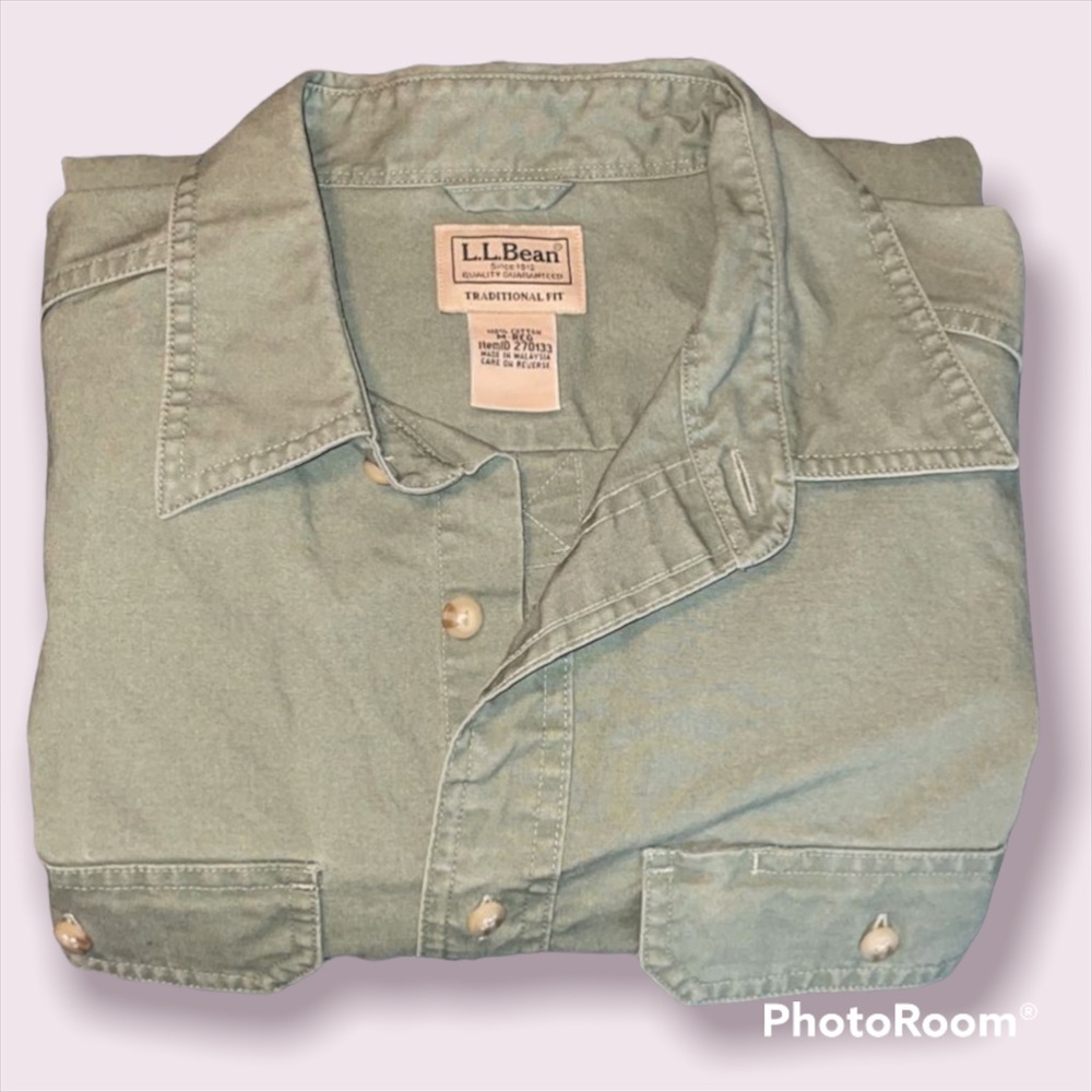 L.L. Bean men’s sage green button down. Medium.